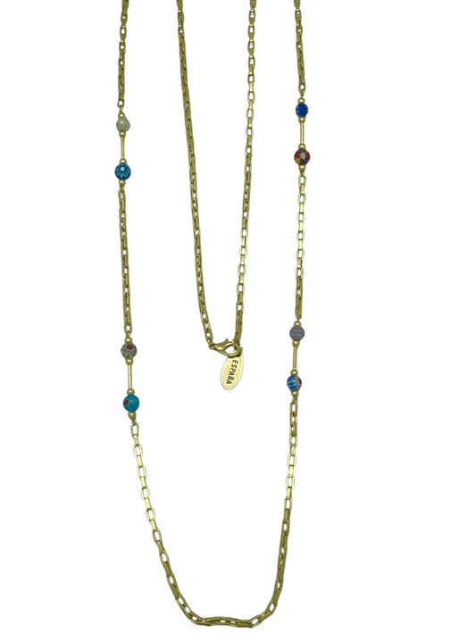 Collar largo multicolor Talisman de Luz en cristal y dorado