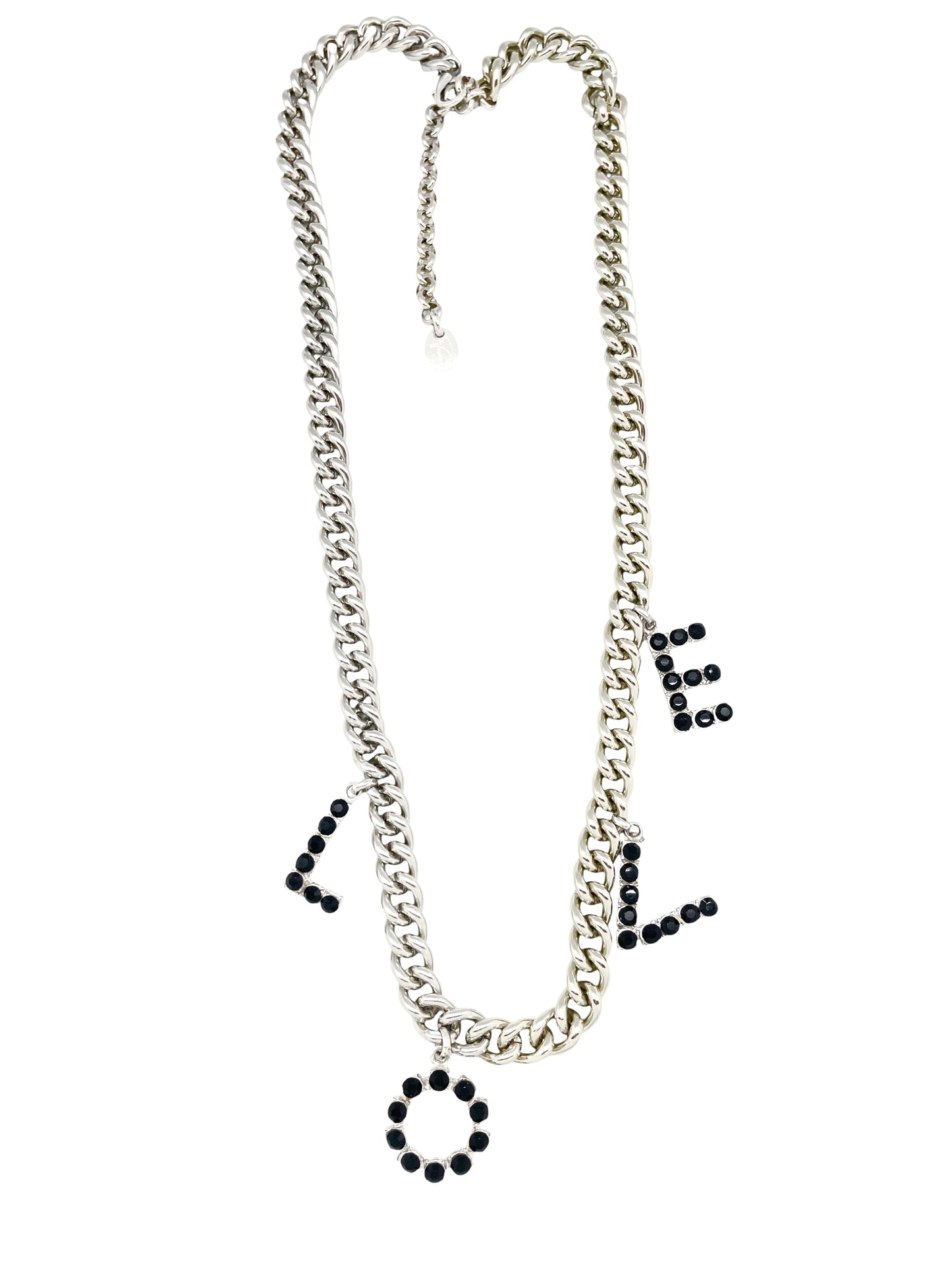 Collar largo LOVE en cristal Sw negro y plata 10µ