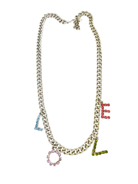 Collar largo LOVE en cristal Sw multicolor y plata 10µ