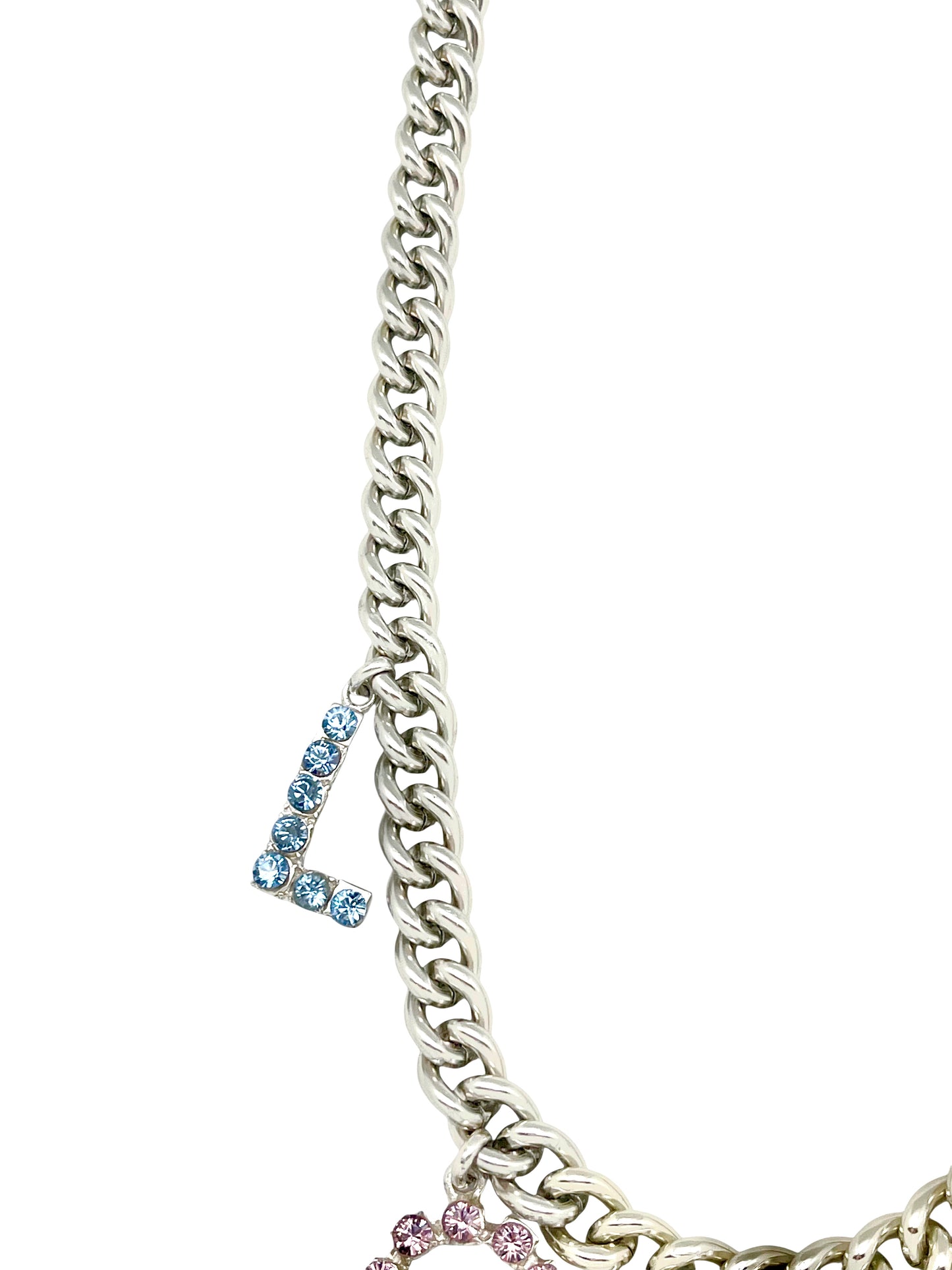 Collar largo LOVE en cristal Sw multicolor y plata 10µ