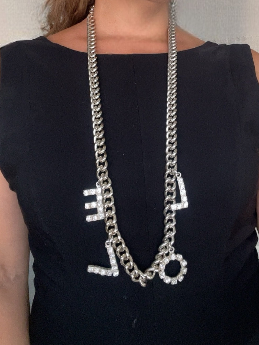 Collar largo LOVE en cristal Sw cristal y plata 10µ