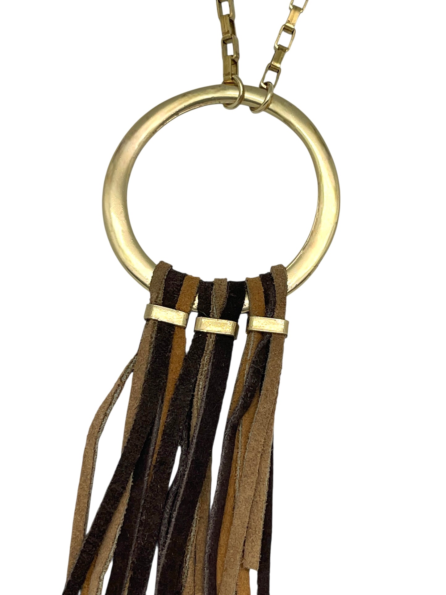 Collar Flecos largos piel en marrones dorado latón