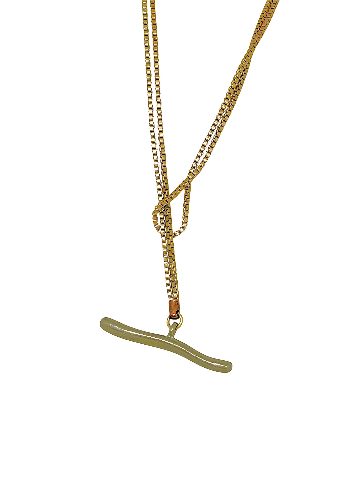 Collar Pendant doble o largo 90 latón chapado dorado