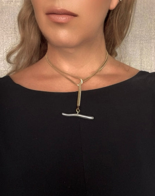 Collar Pendant doble o largo 90 latón chapado dorado