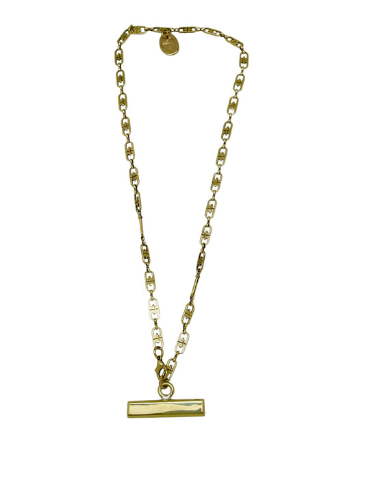 Collar Barra cadena latón chapado dorado
