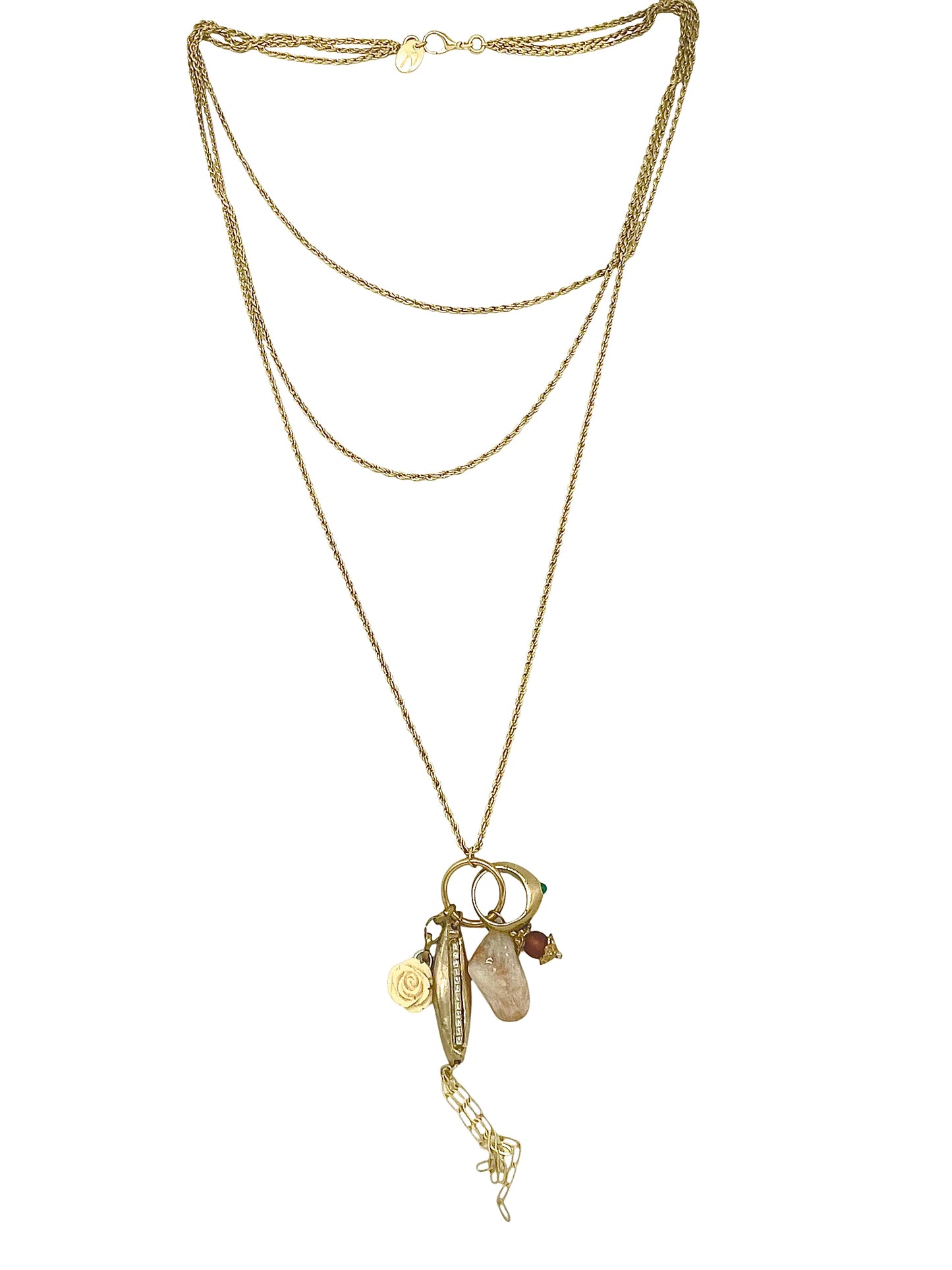 Collar Trinity Drift en dorado chapado latón charms