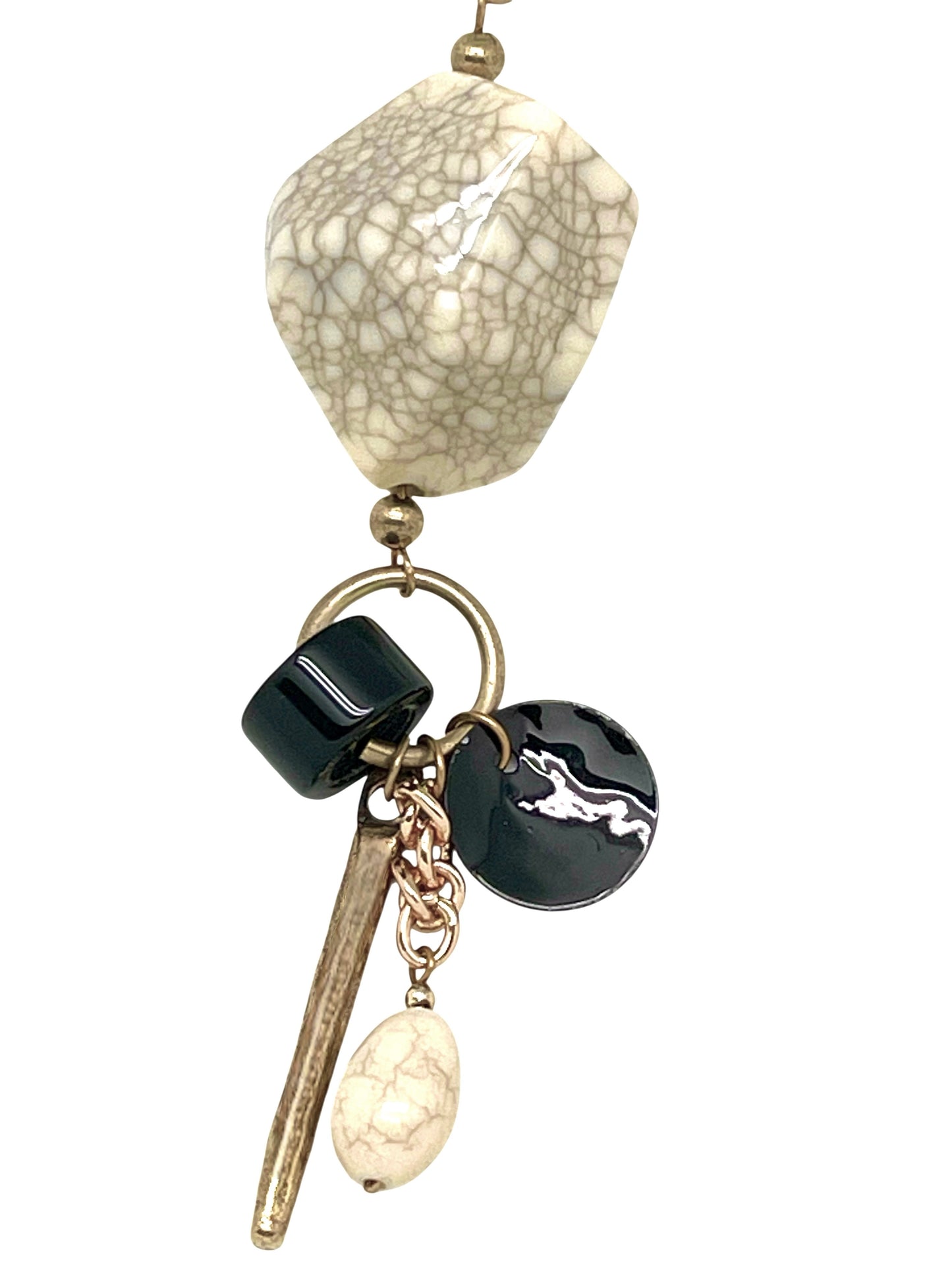 Collar largo Meteoro pendant charms nacar cristal en dorado latón
