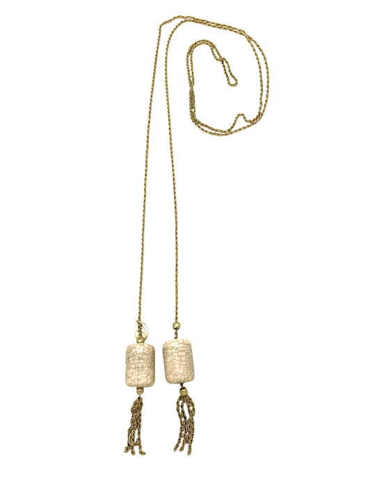 Collar largo en cadena de cordón multiposición 150 Borlas en chapado dorado latón