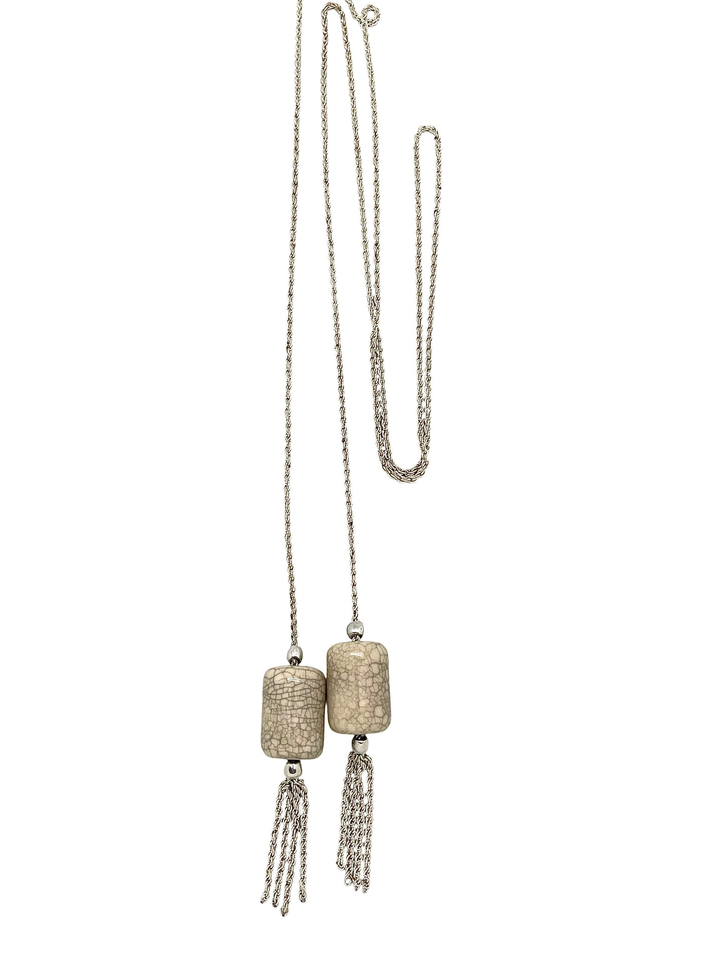 Collar largo cadena de cordón multiposición 150 Borlas en plata 10µ