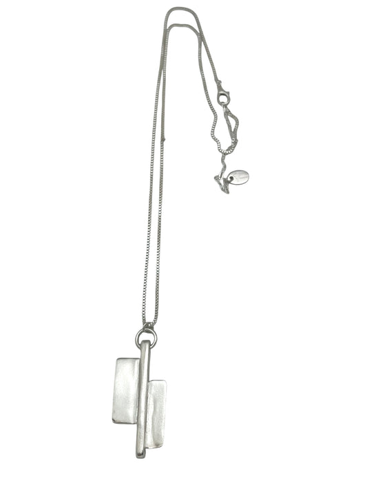 Collar largo XXL Doble Axe plata chapado 10µ