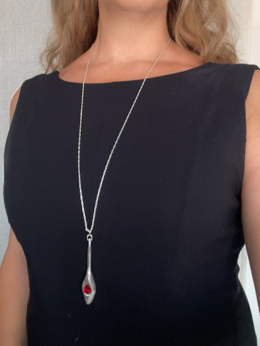 Collar largo Cristal Tear en cristal SW siam plata 10µ