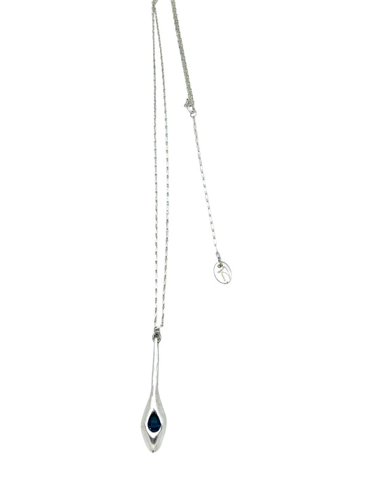 Collar largo Cristal Tear en cristal Sw azul plata 10µ