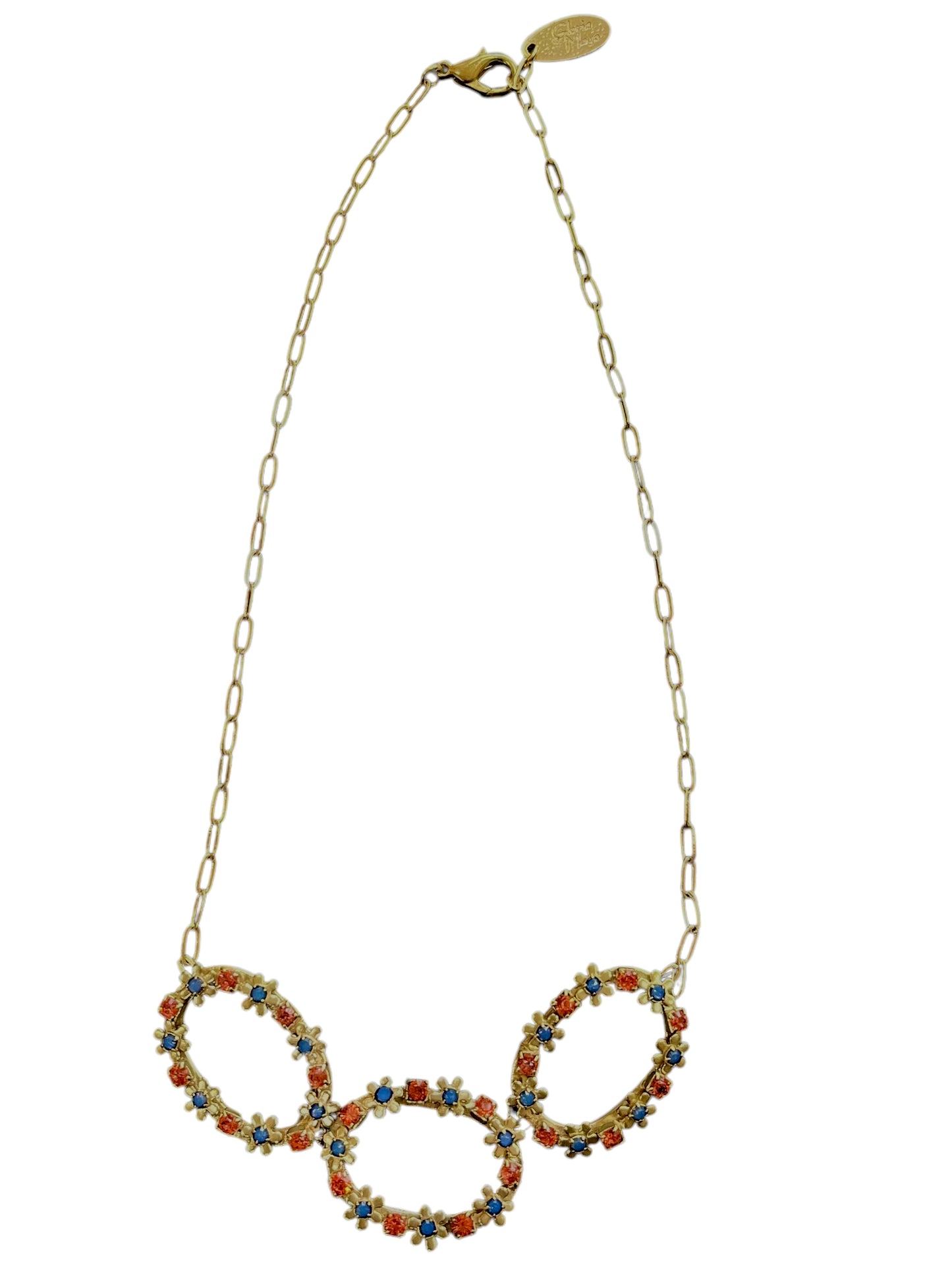 Gargantilla Triple Oval Sw dorado y mix blue opal- paparadcha