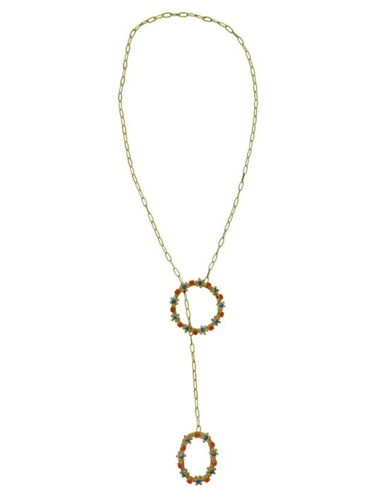 Collar Multiposición Cristal Sw Mix blue opal y paparadcha dorado