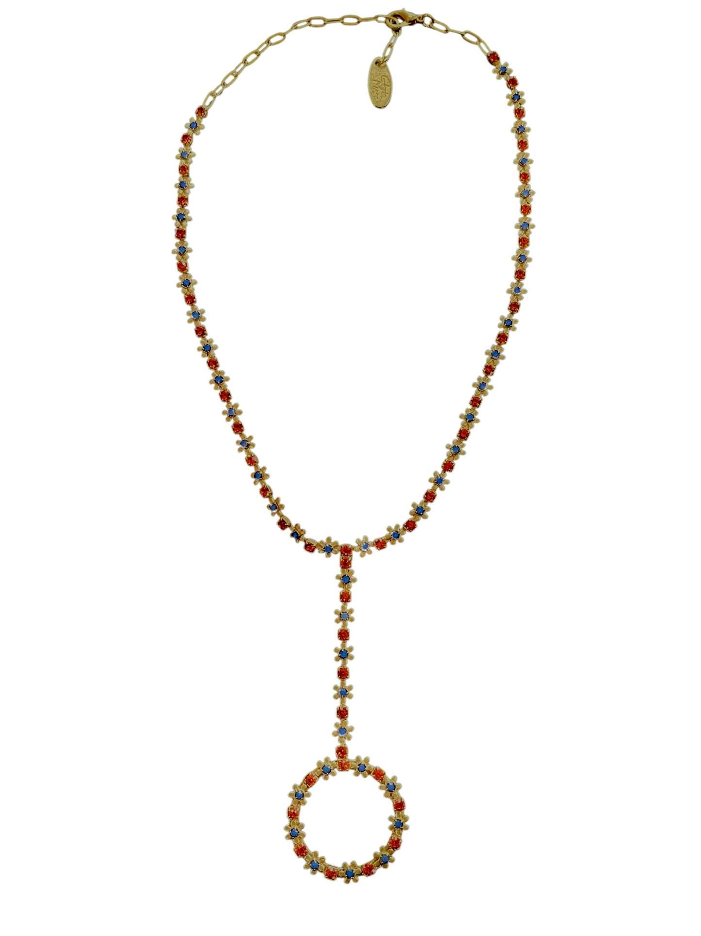 Gargantilla Pendant Sw dorado y cristales mix blue opal paparadcha