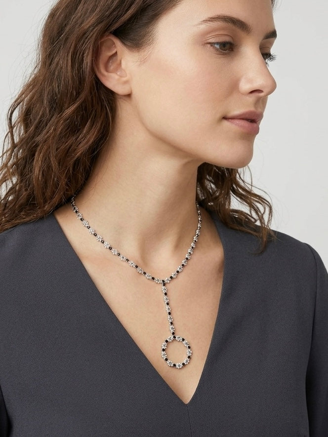 Gargantilla Pendant Sw plata y cristales mix negro-blackdiamond