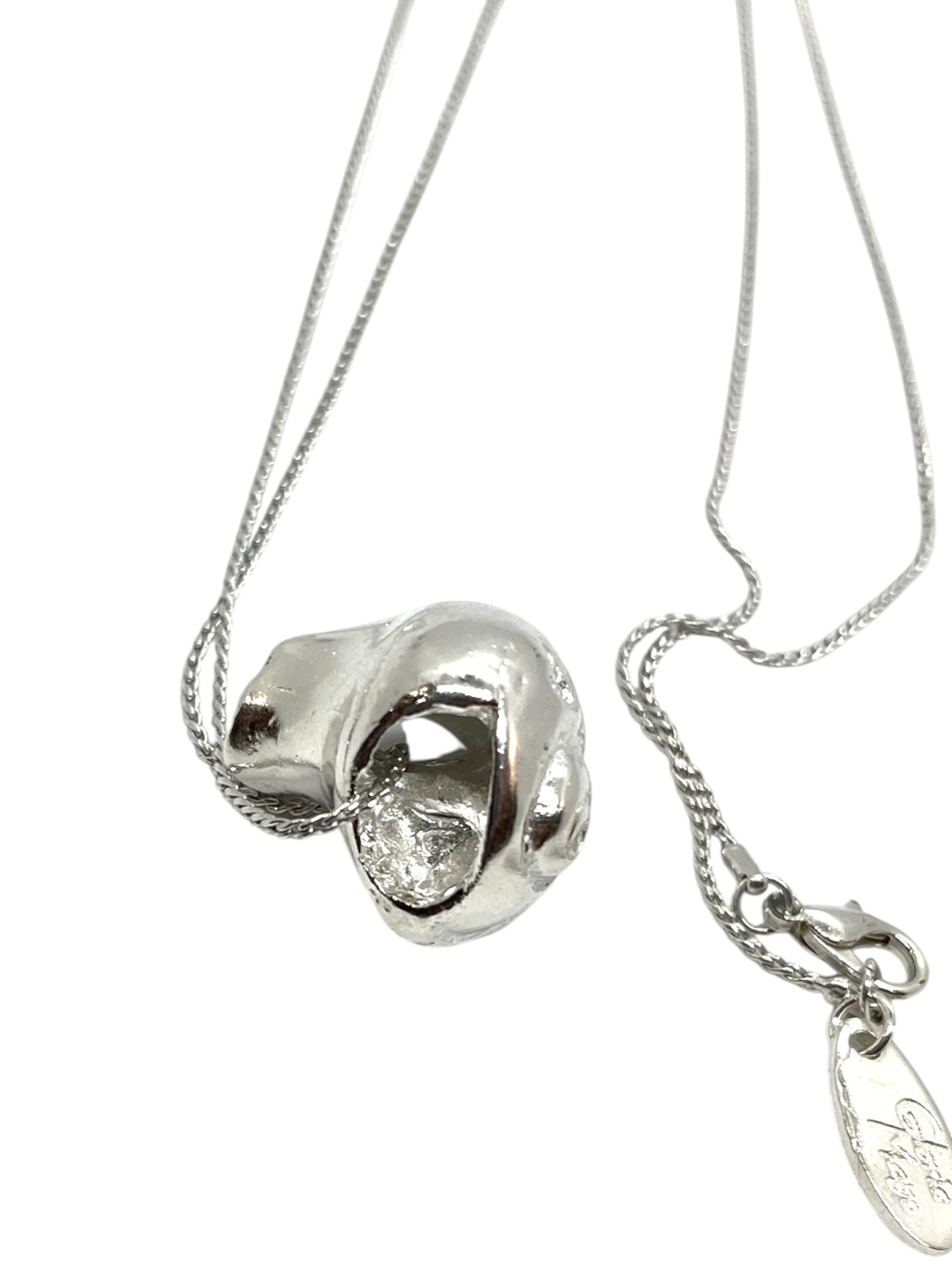 Collar largo caracola artesanal 3D plata 10µ o dorado