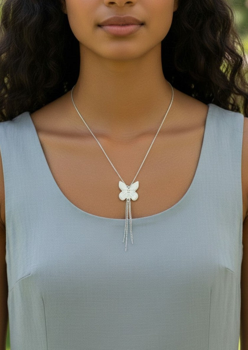 Gargantilla mariposa y cedenas plata 10µ o dorado
