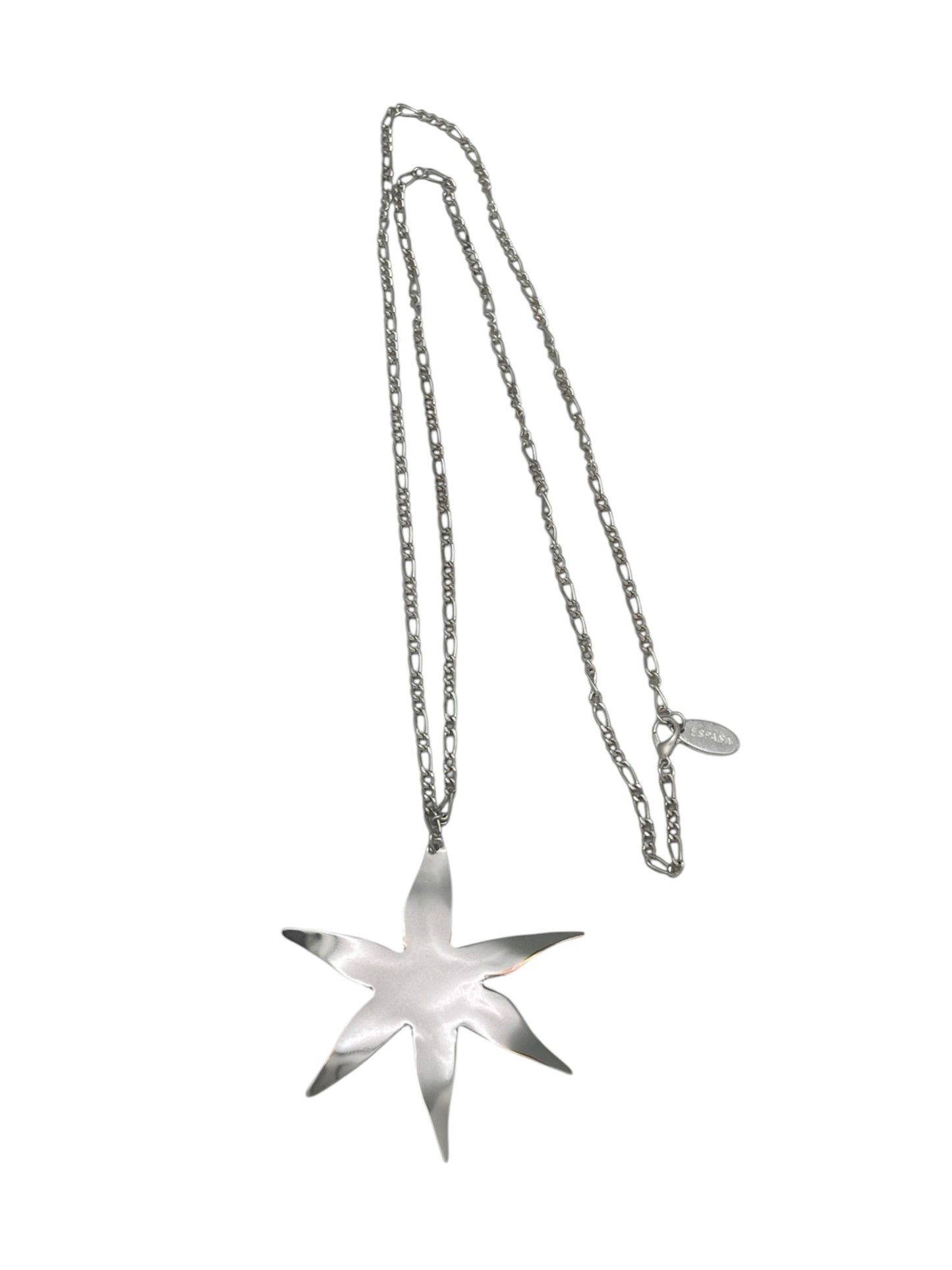 Collar largo en cadena con colgannte de estrella XXL laton plata 10µ o dorado