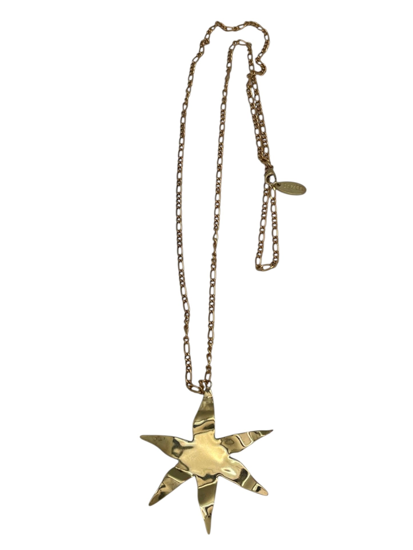 Collar largo en cadena con colgannte de estrella XXL laton plata 10µ o dorado