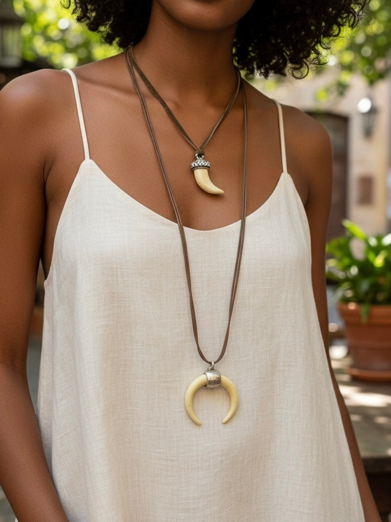 Pack collar y gargantilla resina y cristales Sw con piel