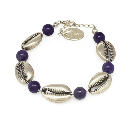 Pulsera caracola amatista y plata 10µ