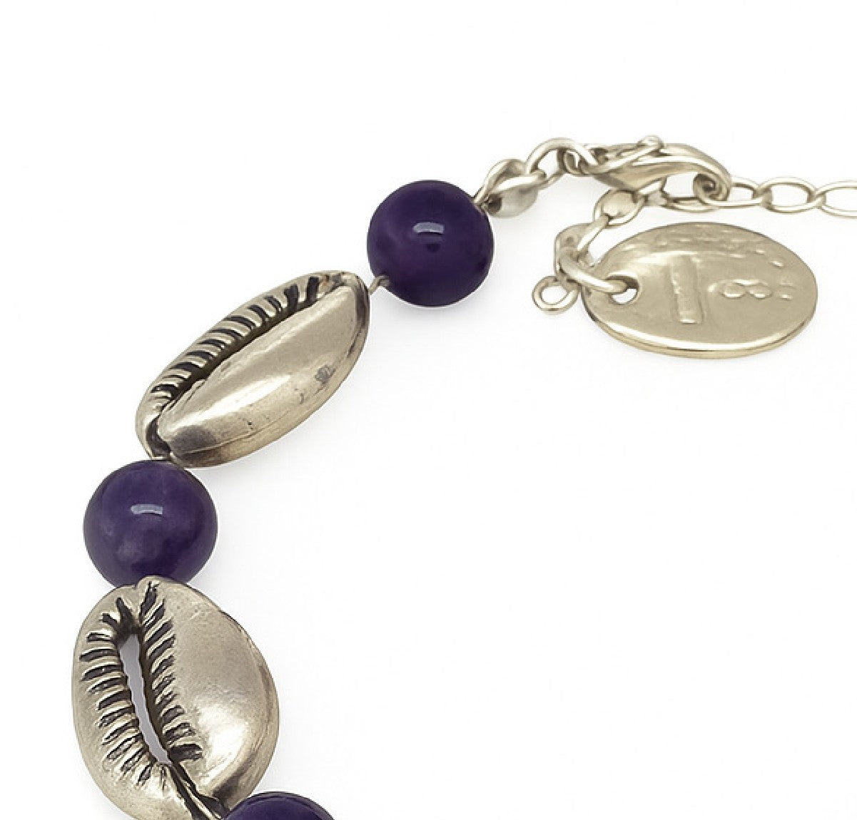 Pulsera caracola amatista y plata 10µ