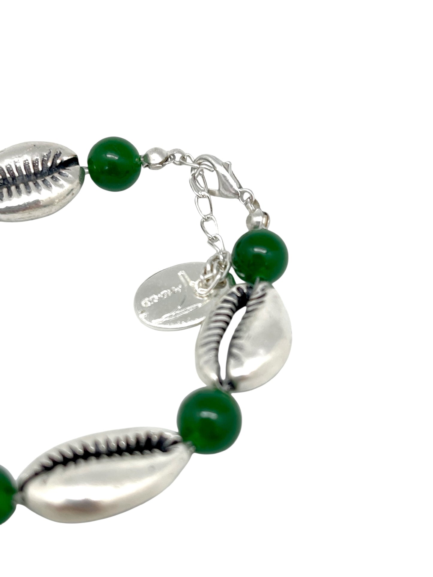 Pulsera caracola jade verde y plata 10µ
