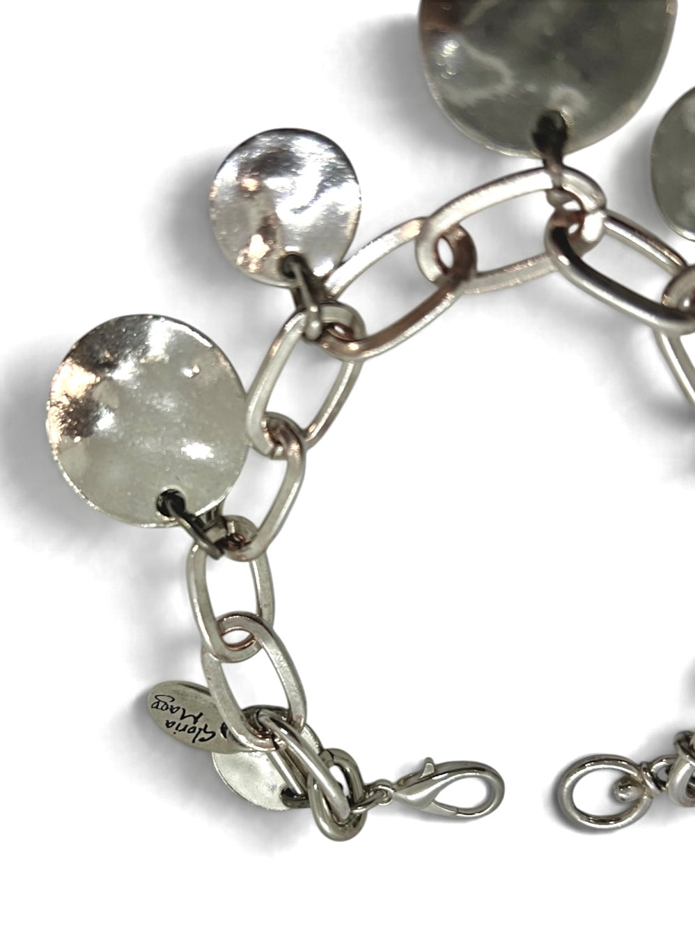 Pulsera cadena metal y chapas charms  en plata 10µ