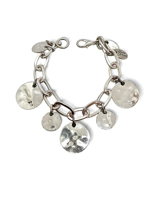 Pulsera cadena metal y chapas charms  en plata 10µ