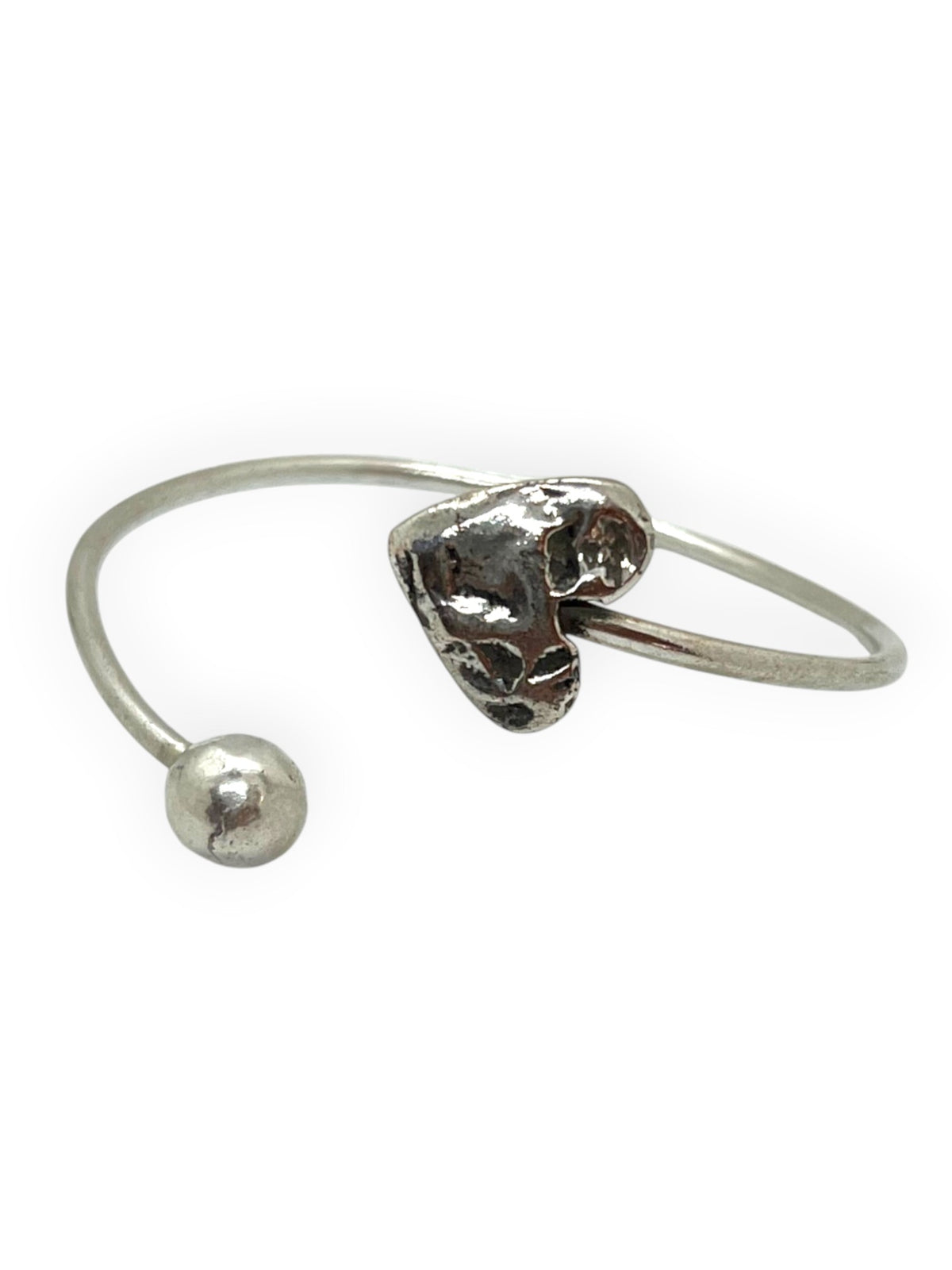 Pulsera corazón y bola ajustable plata 10µ
