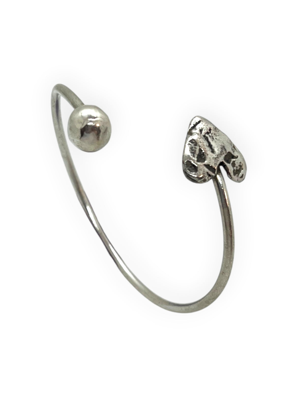 Pulsera corazón y bola ajustable plata 10µ