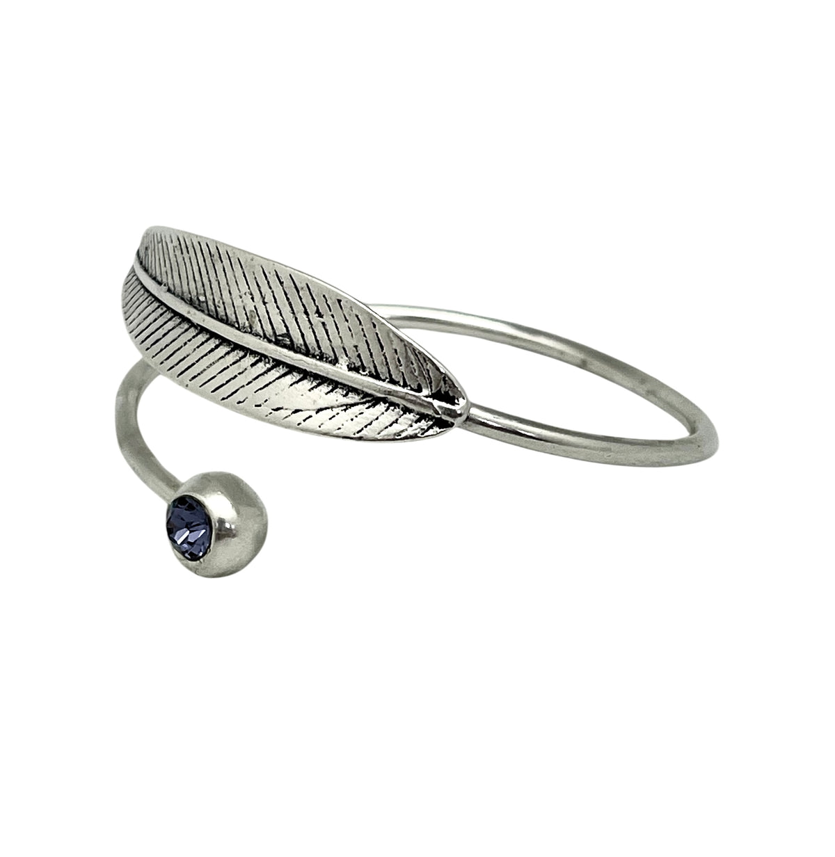 Pulsera pluma en plata 10µ y cristal Sw violeta