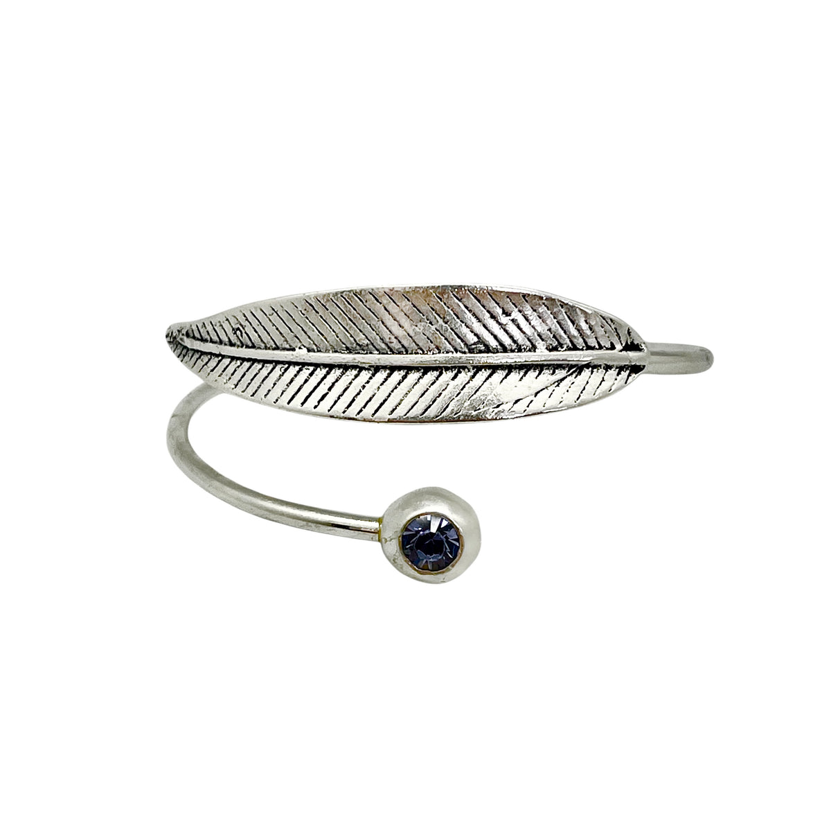 Pulsera pluma en plata 10µ y cristal Sw violeta