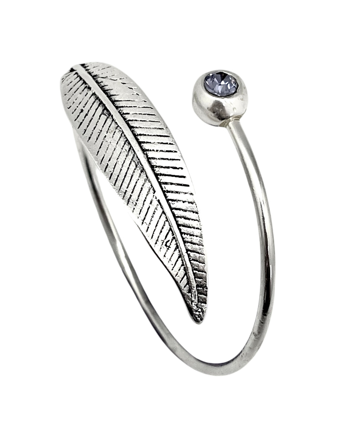 Pulsera pluma en plata 10µ y cristal Sw violeta