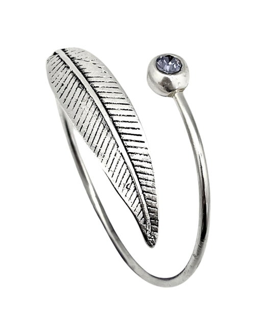 Pulsera pluma en plata 10µ y cristal Sw violeta