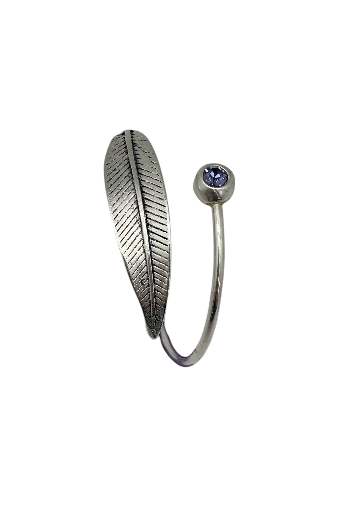 Pulsera pluma en plata 10µ y cristal Sw violeta