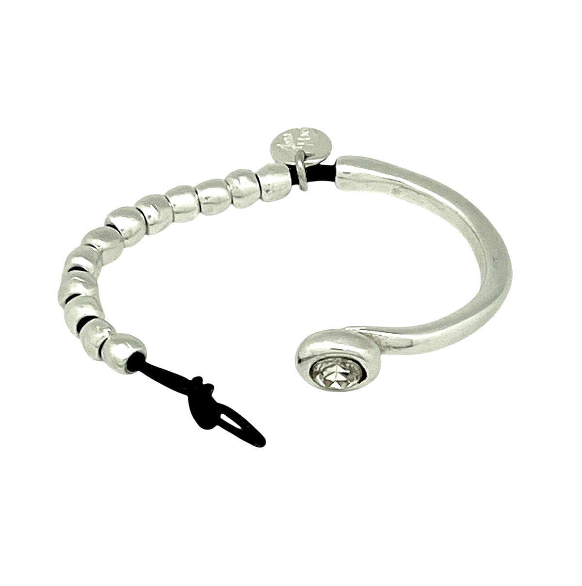 Pulsera media cuero plata chapado y cristal Sw