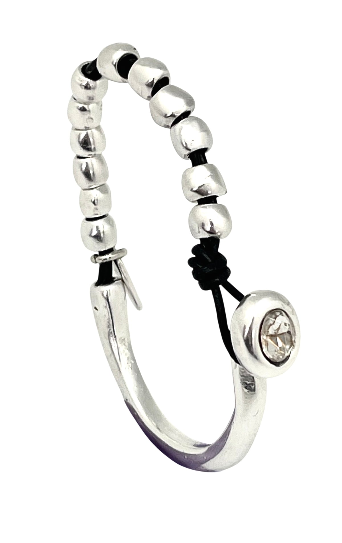 Pulsera media cuero plata chapado y cristal Sw