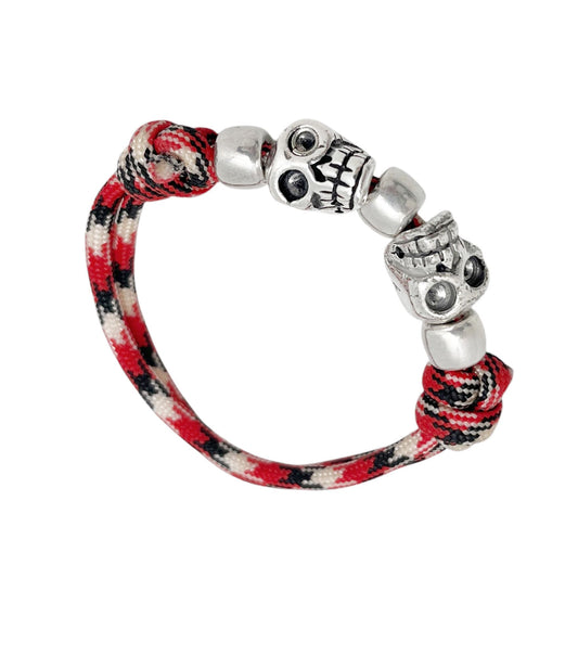 Pulsera paracord doble Skull rojo