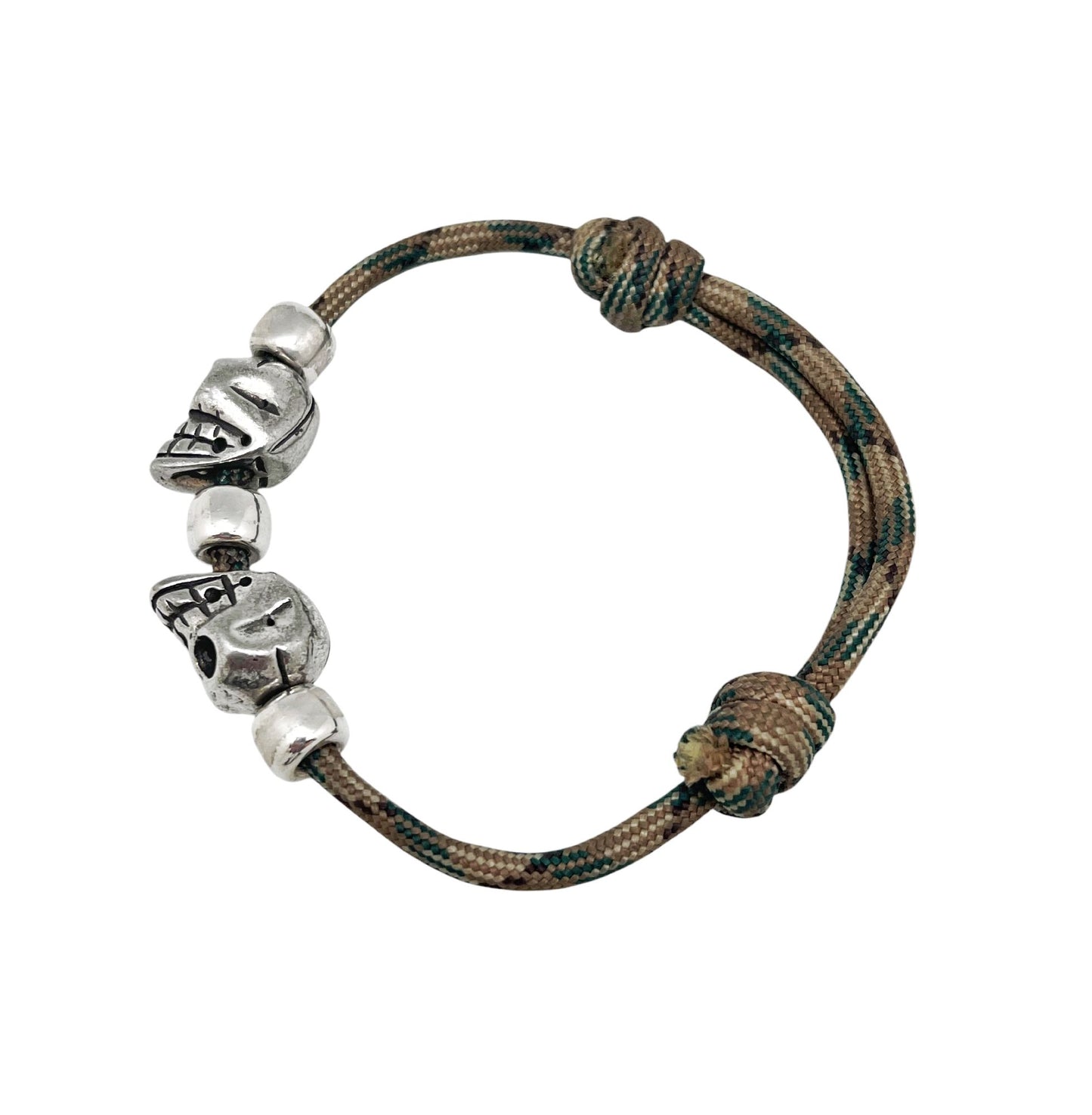 Pulsera paracord doble Skull kaki