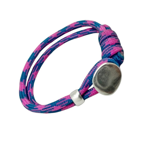 Pulsera Boton paracord rosa y plata