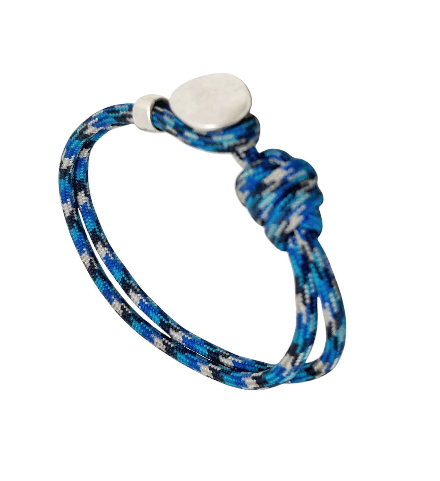 Pulsera Boton paracord azul y plata