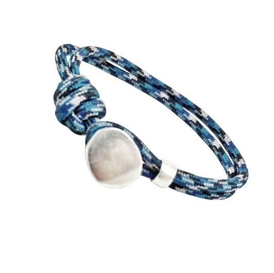 Pulsera Boton paracord azul y plata