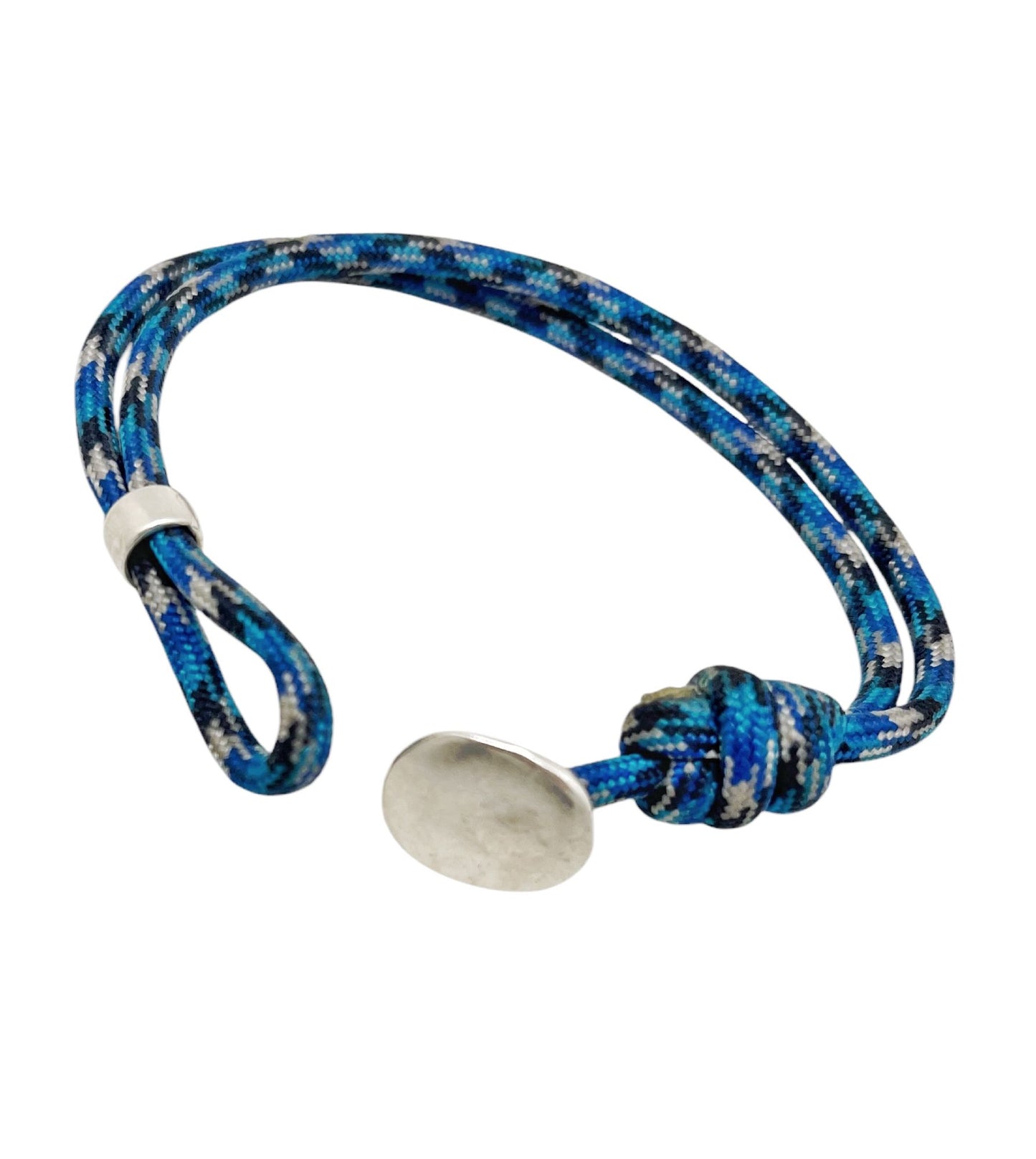 Pulsera Boton paracord azul y plata