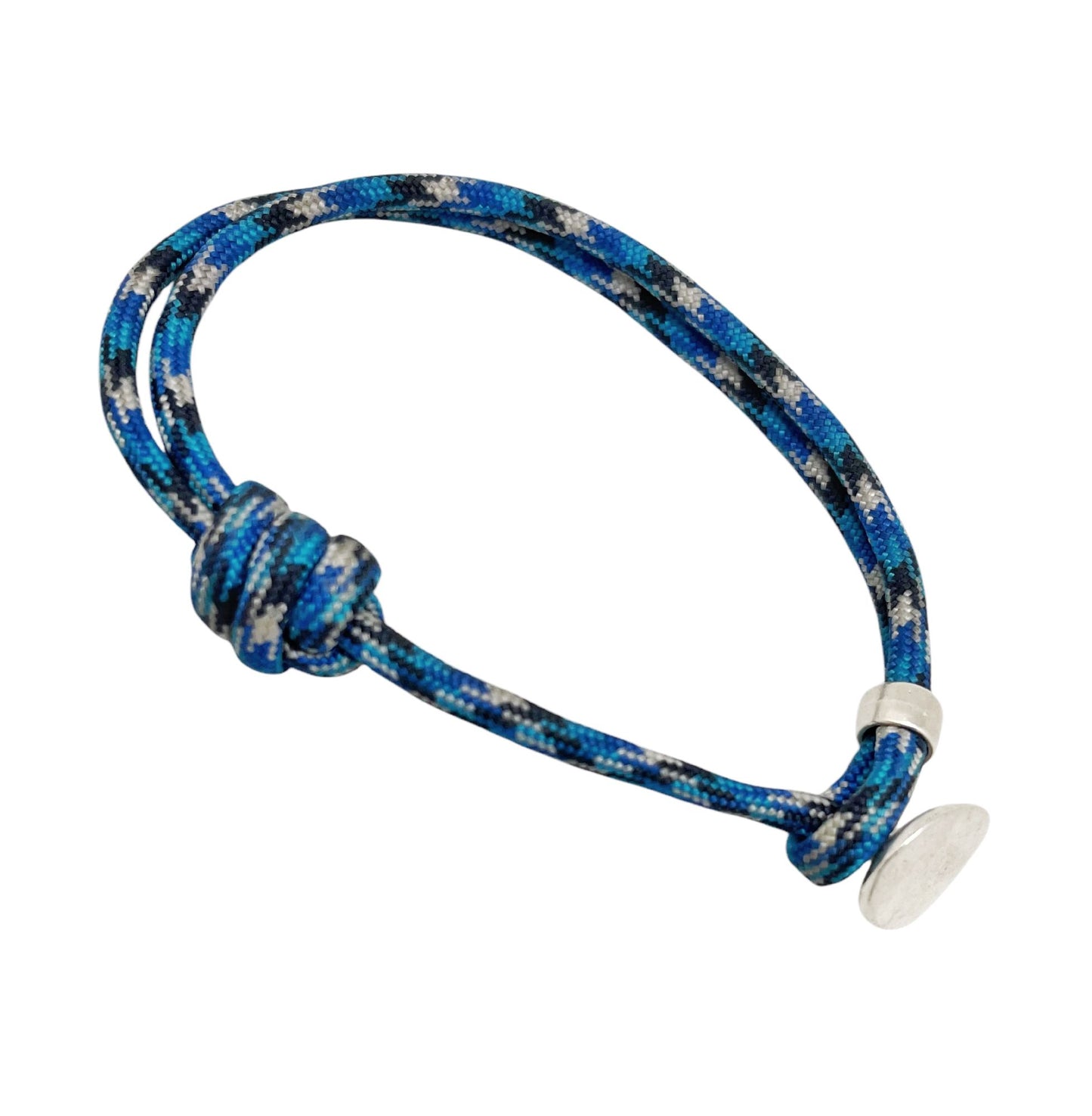 Pulsera Boton paracord azul y plata