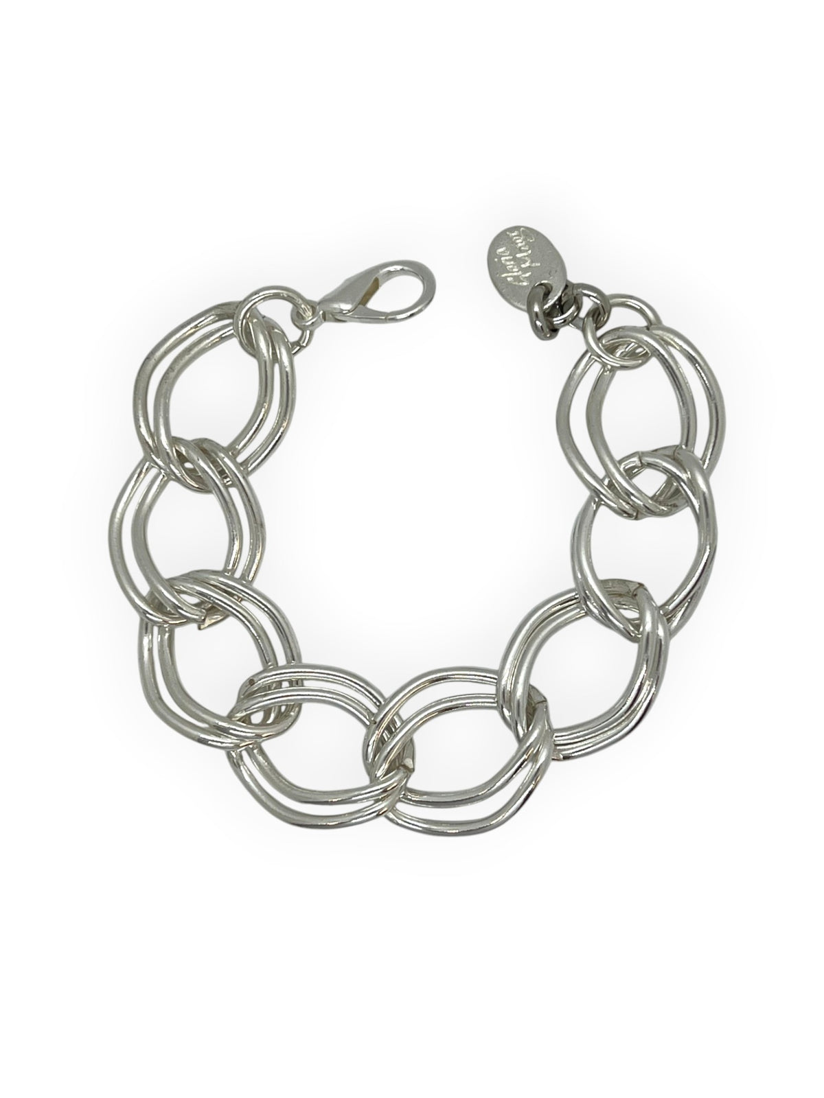 Pulsera cadena doble link chapado plata de ley 10µ