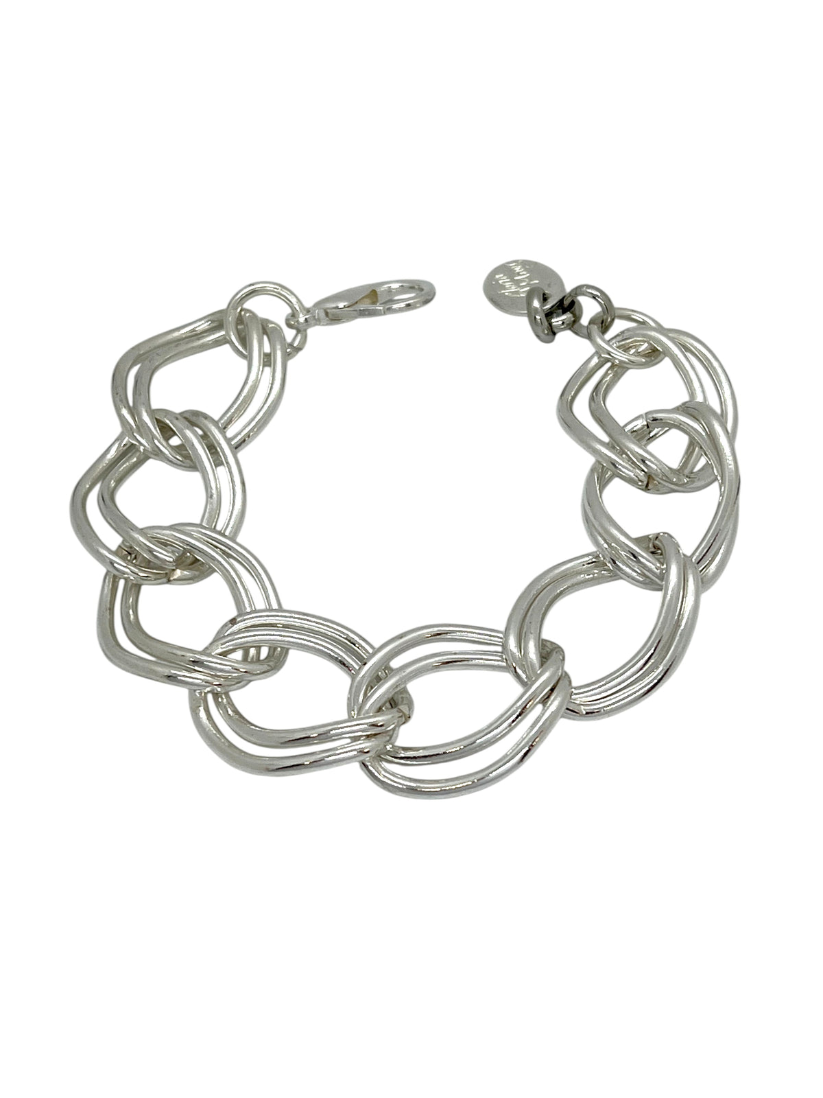 Pulsera cadena doble link chapado plata de ley 10µ