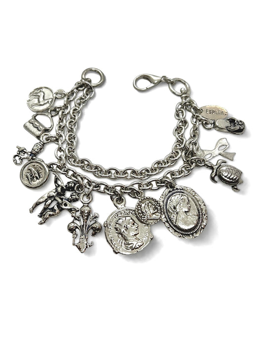 Pulsera cadenas colgantes amuleto plata 10µ