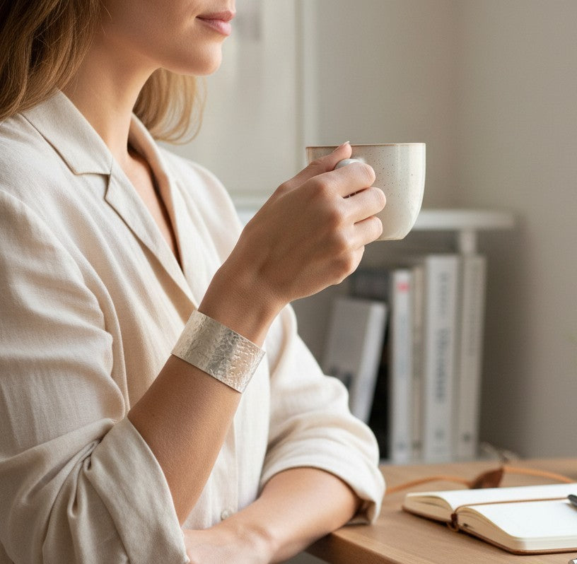 Pulsera brazalete "Alunizaje en plata"